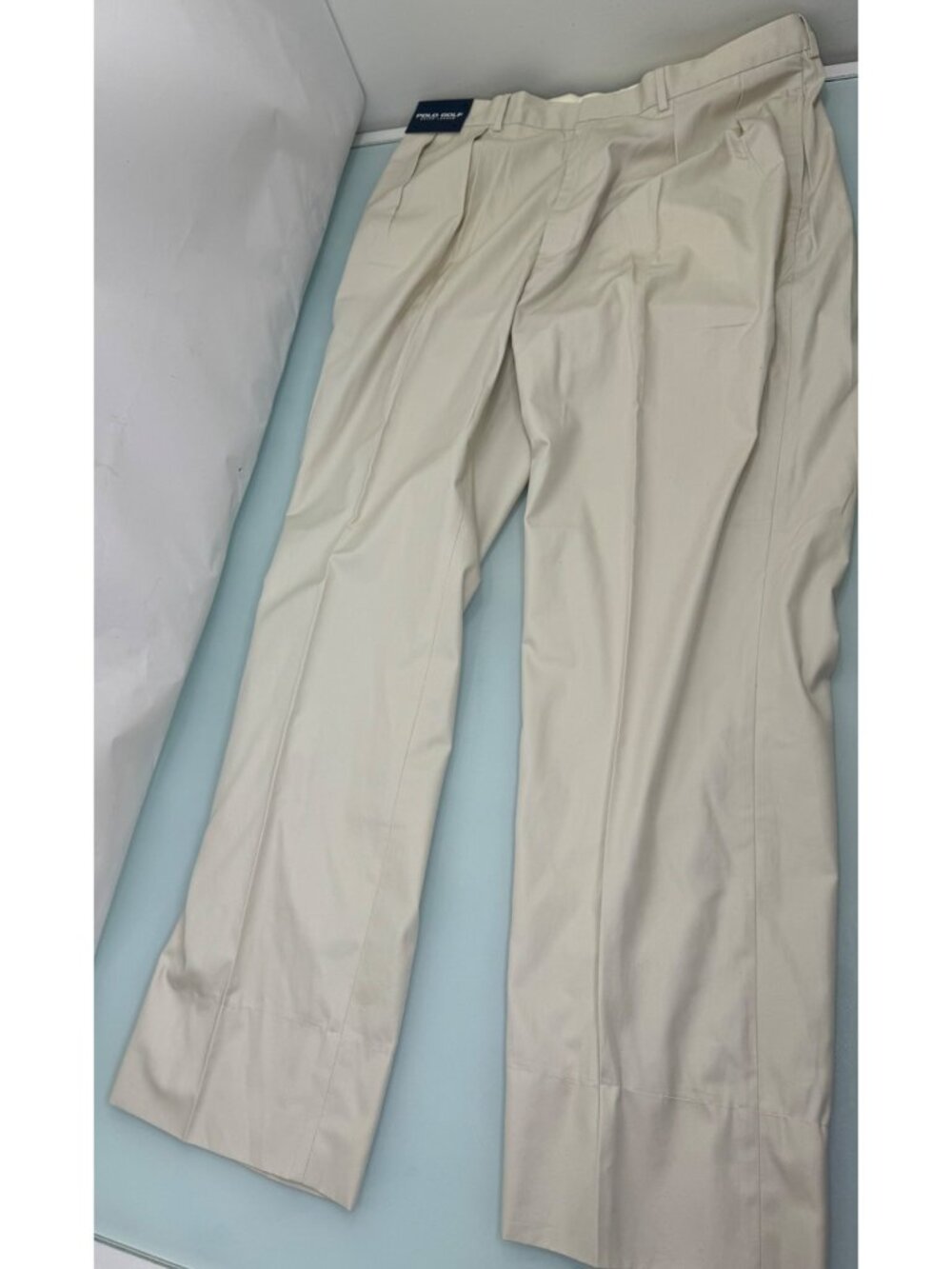 Vintage Polo Golf Ralph Lauren Pants Unhemmed Men 38 Pleated Beige Deadstock 90s
